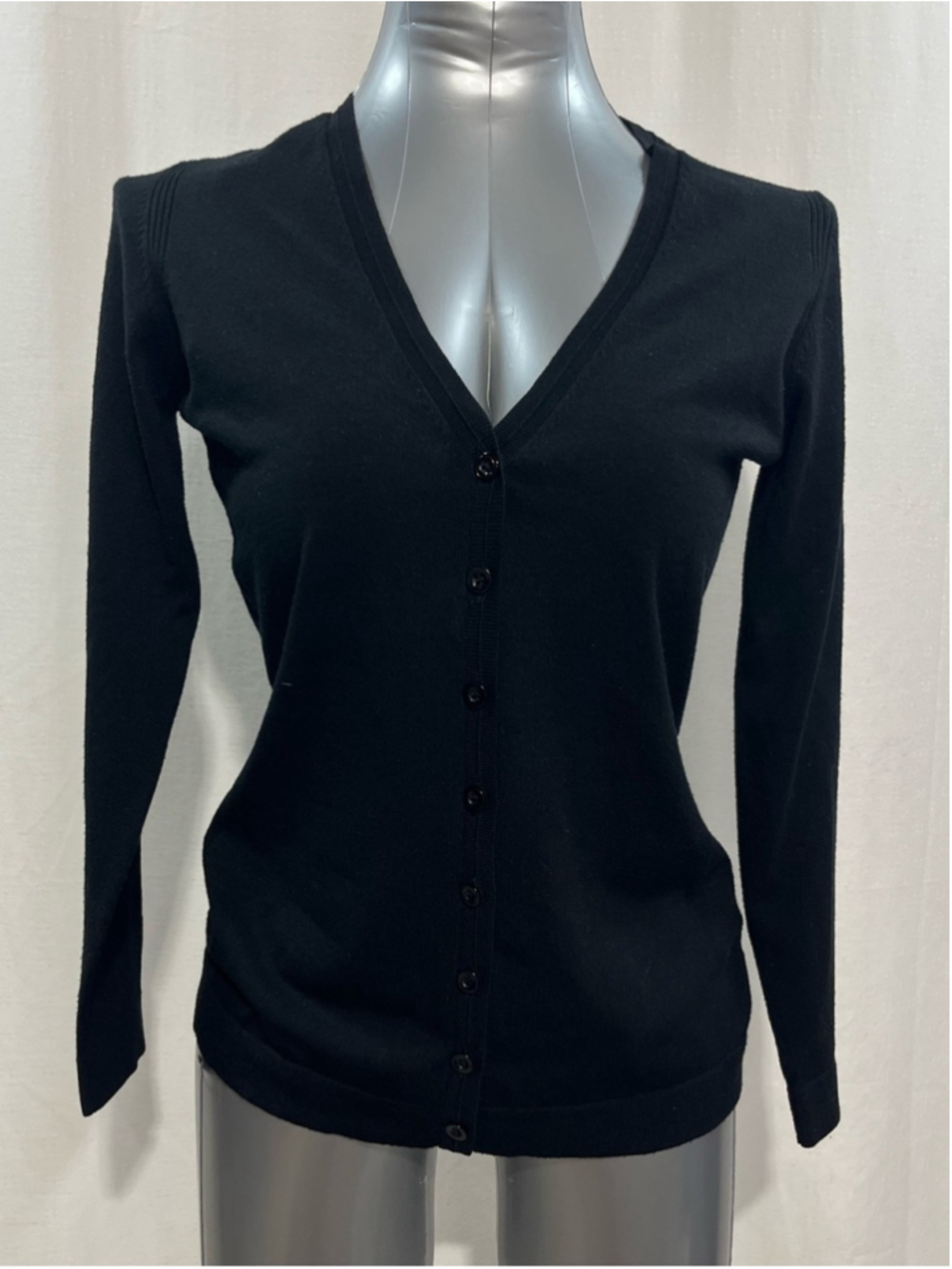 Cleo Black V-Neck Button Front Cardigan woman’s XS business casual office